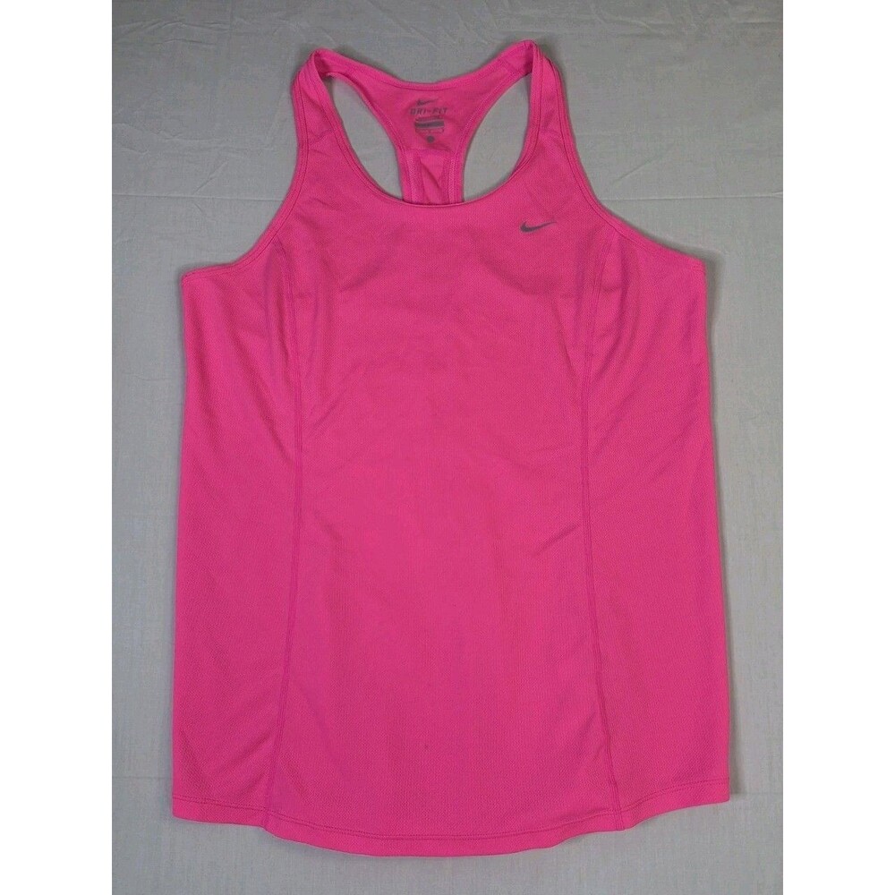 Nike Dri-Fit Tank Top Womens Size Large Hot Neon Pink Athletic Running
